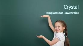  Presentation with school board - Slide deck with schoolgirl near the school board background and a ocean colored foreground