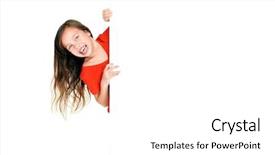  Presentation with next - Presentation design enhanced with schoolgirl peeking - adorable little girl standing next background and a  colored foreground