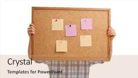  Presentation with noticeboard - Presentation theme enhanced with schoolgirl peeking - boy holding noticeboard isolated background and a  colored foreground