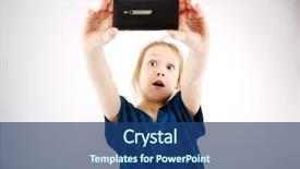  Presentation with smartphone - Amazing slides having schoolgirl peeking - little girl shoots backdrop and a  colored foreground