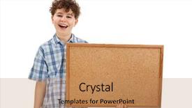  Presentation with noticeboard - Audience pleasing theme consisting of schoolgirl peeking - young boy holding blank noticeboard backdrop and a  colored foreground