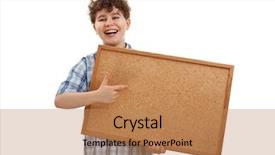  Presentation with noticeboard - PPT layouts featuring schoolgirl peeking - young boy holding blank noticeboard background and a  colored foreground