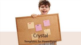  Presentation with noticeboard - Cool new presentation with schoolgirl peeking - young boy holding blank noticeboard backdrop and a  colored foreground