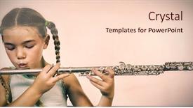  Presentation with flute - Presentation enhanced with schoolgirl playing flute in classroom background and a lemonade colored foreground