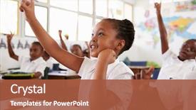  Presentation with elementary school - Presentation having schoolgirl raising hand background and a red colored foreground