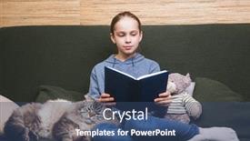  Presentation with home homeschooling - Slide deck consisting of schoolgirl-reading-a-book-sitting background and a ocean colored foreground