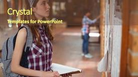  Presentation with school board - PPT theme enhanced with schoolgirl reading notice board background and a tawny brown colored foreground