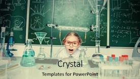  Presentation with educational - Colorful slide deck enhanced with schoolgirl scientist in the laboratory backdrop and a  colored foreground