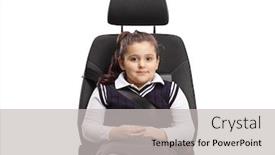  Presentation with car seat - PPT layouts having schoolgirl-sitting-in-a-car background and a light gray colored foreground