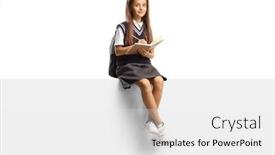  Presentation with writing - Presentation theme enhanced with schoolgirl-sitting-on-a-blank background and a white colored foreground