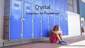  Presentation with pavement - Theme consisting of schoolgirl sitting on pavement background and a  colored foreground