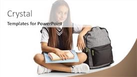  Presentation with floor - Presentation theme featuring schoolgirl-sitting-on-the-floor background and a white colored foreground