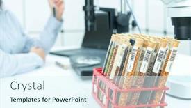  Presentation with biology - Theme enhanced with schoolgirl-student-studying-different-seeds background and a sky blue colored foreground