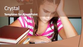  Presentation with tired - PPT layouts enhanced with schoolgirl studying with a pile background and a tawny brown colored foreground