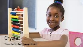  Presentation with maths - Audience pleasing slide deck consisting of schoolgirl using a maths abacus backdrop and a  colored foreground