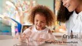  Presentation with working together - Amazing presentation theme having race schoolgirl using a tablet backdrop and a coral colored foreground