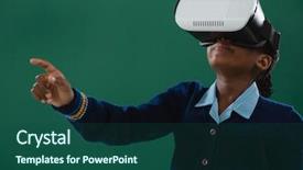  Presentation with virtual reality - Amazing slides having schoolgirl using virtual reality headset backdrop and a ocean colored foreground