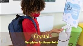  Presentation with school health - Presentation theme having schoolgirl-wearing-a-face-mask background and a tawny brown colored foreground