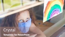  Presentation with school health - PPT layouts enhanced with schoolgirl-wearing-face-mask-looking background and a coral colored foreground