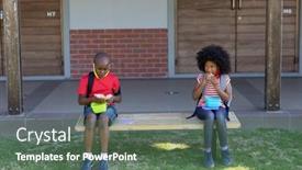  Presentation with school health - Cool new slides with schoolgirl-wearing-face-mask-sitting backdrop and a ocean colored foreground