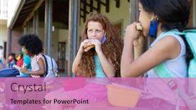  Presentation with school health - Theme enhanced with schoolgirl-wearing-face-mask-sitting background and a coral colored foreground