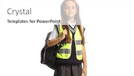  Presentation with health and safety - Presentation theme enhanced with schoolgirl-with-a-backpack-wearing background and a white colored foreground
