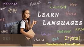  Presentation with backpack - Slide deck consisting of schoolgirl-with-a-backpack background and a violet colored foreground