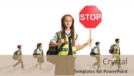  Presentation with street children - Theme consisting of schoolgirl-with-a-reflective-vest background and a coral colored foreground