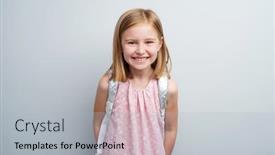  Presentation with solid gray - Presentation design consisting of schoolgirl-with-backpack-posing background and a light gray colored foreground