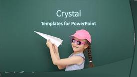  Presentation with school board - Audience pleasing slides consisting of schoolgirl with origami plane near backdrop and a  colored foreground