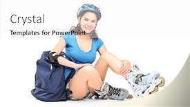  Presentation with background - PPT theme enhanced with schoolgirl-with-roller-skates-sitting background and a white colored foreground