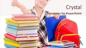  Presentation with stack books - Theme featuring schoolgirl with stack of books background and a lemonade colored foreground