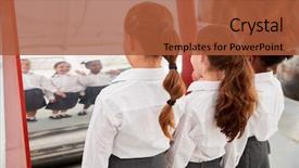  Presentation with brain science 3d - Amazing theme having schoolgirls looking in a curved backdrop and a red colored foreground