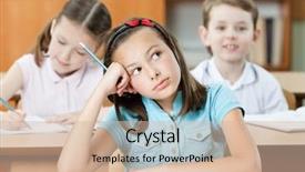  Presentation with dreams - Theme consisting of schoolhouse - schoolgirl sits at the desk background and a  colored foreground