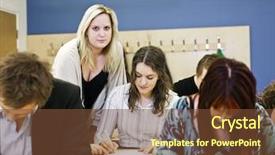  Presentation with classroom - Presentation having schoolhouse - teacher and young students background and a  colored foreground