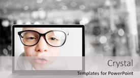  Presentation with home schooling - Cool new presentation theme with schooling-online-via-laptop-computer backdrop and a light gray colored foreground