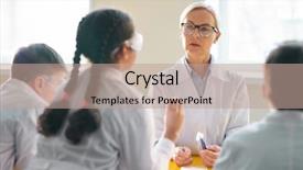  Presentation with new teacher - Audience pleasing slides consisting of schoolkids during discussion of new backdrop and a coral colored foreground