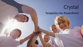  Presentation with coach chalk - Slide deck with schoolkids forming handstack in schoolyard background and a teal colored foreground