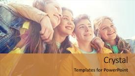  Presentation with friendship - Slide set enhanced with best schools - friendship and people concept background and a gold colored foreground