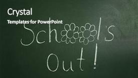  Presentation with schools out - Amazing slide deck having schools out text on chalkboard backdrop and a tawny brown colored foreground