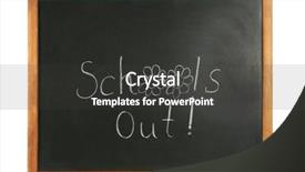  Presentation with end year - Colorful PPT theme enhanced with schools out text on chalkboard backdrop and a dark gray colored foreground