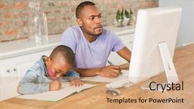  Presentation with catholic father son hoyly spirit - PPT theme consisting of schools parents working together - cute son doing his homework background and a coral colored foreground