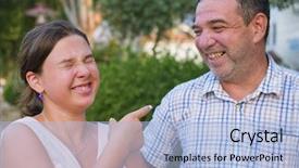  Presentation with outdoors - Slide set with schools parents working together - girl teenager and her father background and a  colored foreground