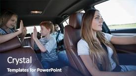  Presentation with mom kids - Slide deck consisting of schools parents working together - mom with her kids background and a ocean colored foreground