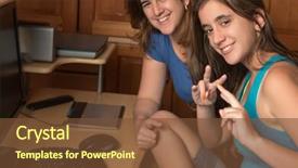  Presentation with pretty girl - Cool new slides with schools parents working together - pretty teenage girl and her backdrop and a tawny brown colored foreground