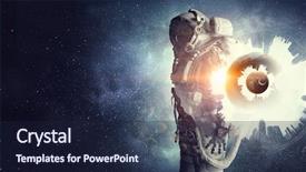  Presentation with astronaut - Audience pleasing slides consisting of sci fi - astronaut in fantasy world mixed backdrop and a wine colored foreground