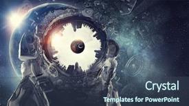  Presentation with astronaut - PPT theme having sci fi - astronaut in fantasy world mixed background and a ocean colored foreground