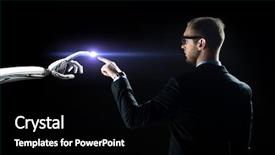  Presentation with business intelligence - Audience pleasing presentation theme consisting of sci fi - business future technology and artificial backdrop and a black colored foreground