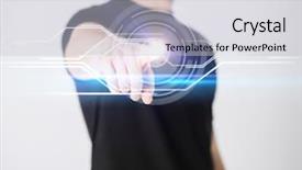  Presentation with virtual hand - Amazing presentation theme having sci fi - close up of male hand backdrop and a light gray colored foreground