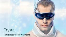  Presentation with luminous - Audience pleasing slides consisting of sci fi - close-up portrait of a handsome backdrop and a sky blue colored foreground